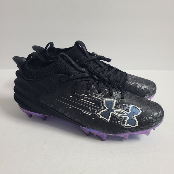 NEW Under Armour Blur Smoke Suede 2.0 Football Cleats 3027978-001 Size 13 Black